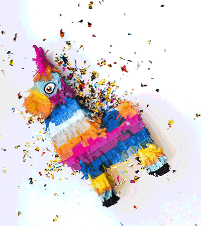 Animated collection of IPO party imagery.