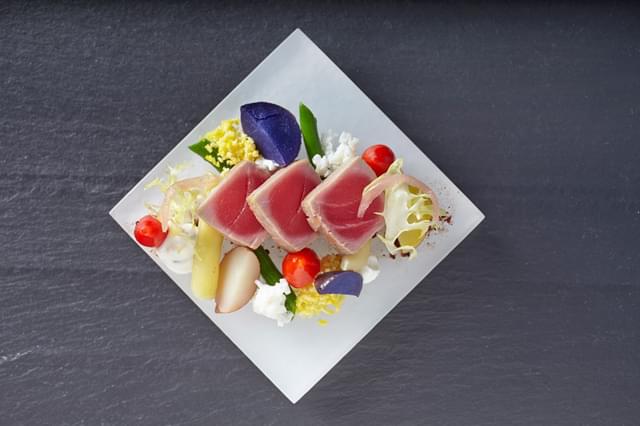 Mini plate of ahi nicoise.