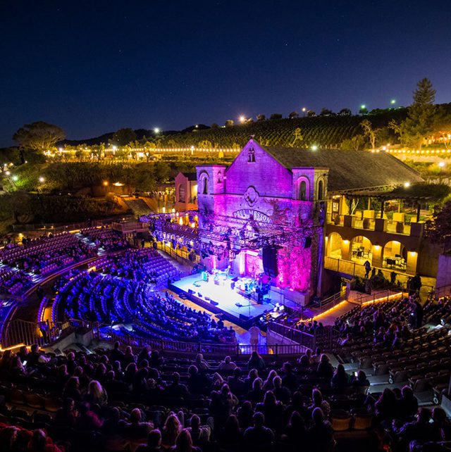 View of an evening performance at the Mountain Winery in Saratoga, CA.
