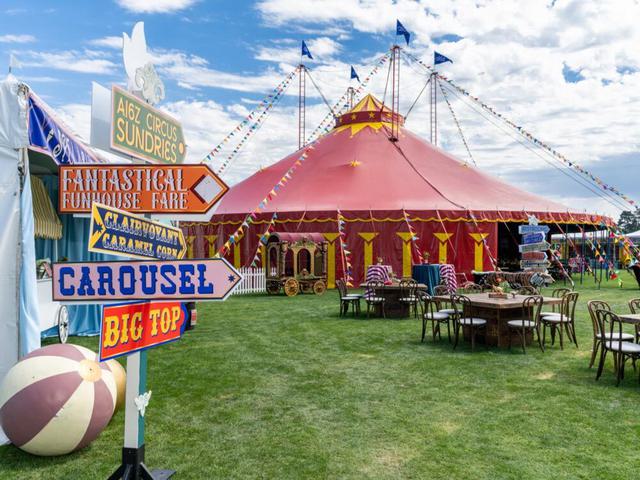 Summer event with carnival tents.