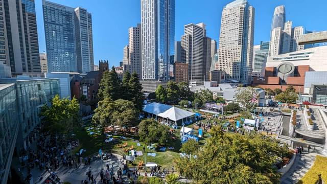 Aerial view of Yerba Buena Gardens, San Francisco, CA.