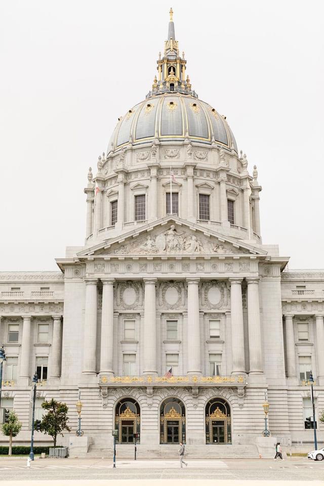 Exterior view of the San Francisco City Hall.